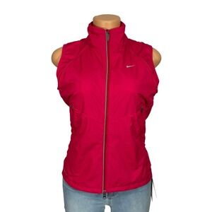Nike Womens Storm-FIT 1 Full Zip Running Vest Pink Sleeveless Vest Jacket Small